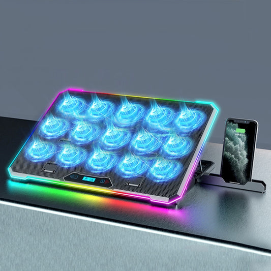 ICE COOREL K15C Smart Adjustable Laptop Radiator Base With RGB Lighting Effect, Color: 15 Fans - Cooling Pads by ICE COOREL | Online Shopping UK | buy2fix