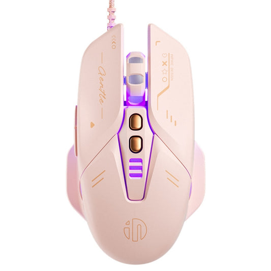 Inphic W8 Upgraded Wired Gaming Mice Macro Definition Light Emitting Mute Computer Mouse(Milk Tea Color) - Wired Mice by Inphic | Online Shopping UK | buy2fix