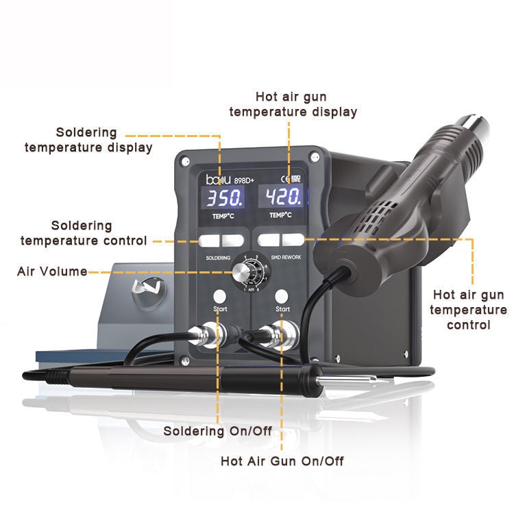 BAKU BA-898D+ T12 Solder Station Adjustable Temperature Electric Digital Soldering Iron For Phone Repair EU Plug 220V - Electric Soldering Iron by BAKU | Online Shopping UK | buy2fix