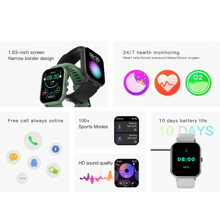 1.83 inch Touch Screen AI Voice Heart Rate / Blood Oxygen / Blood Pressure / Sleep Monitoring Bluetooth Smartwatch(Pink) - Smart Watches by buy2fix | Online Shopping UK | buy2fix