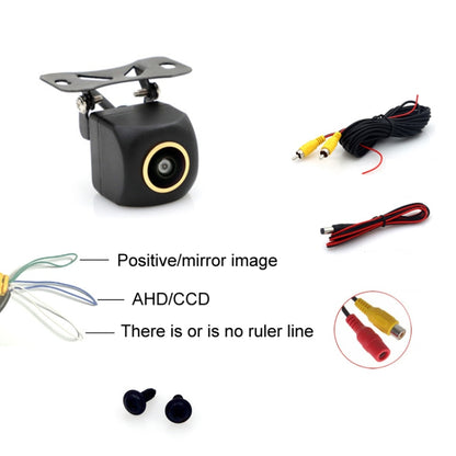 Car Universal HD Night Vision Rear View Reversing Three-Control Fisheye Camera, Style: AHD1080P Plug-in Gold Edge Interpolation - Rear View Cameras by buy2fix | Online Shopping UK | buy2fix