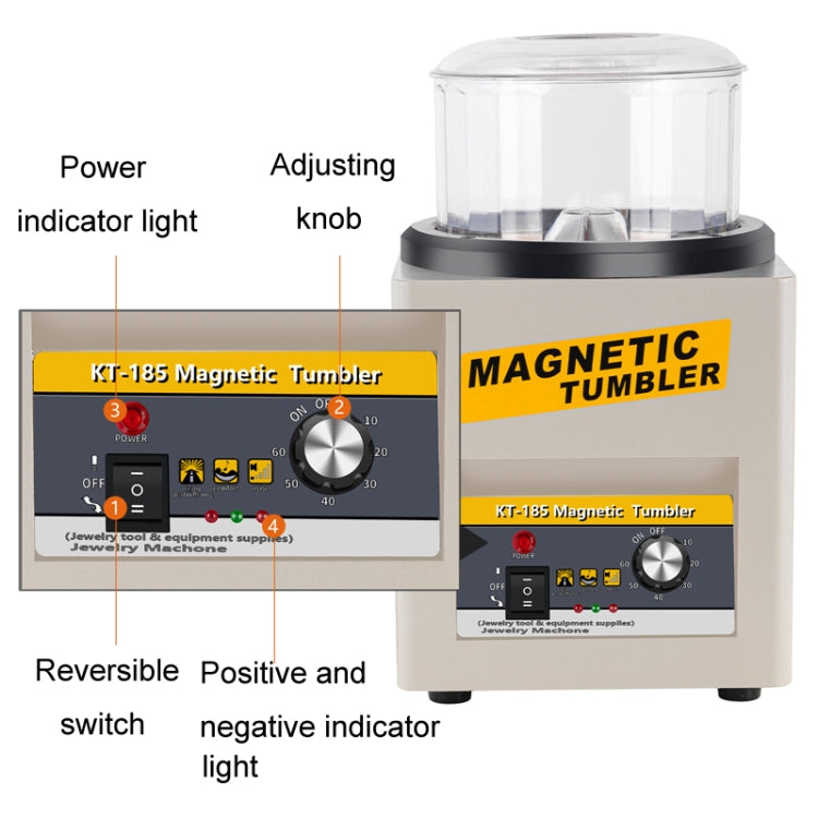 KT-185 Magnetic Polishing Tumbler Stainless Steel Deburring And Polishing Machine, EU Plug(Black) - Polishing Repair by buy2fix | Online Shopping UK | buy2fix