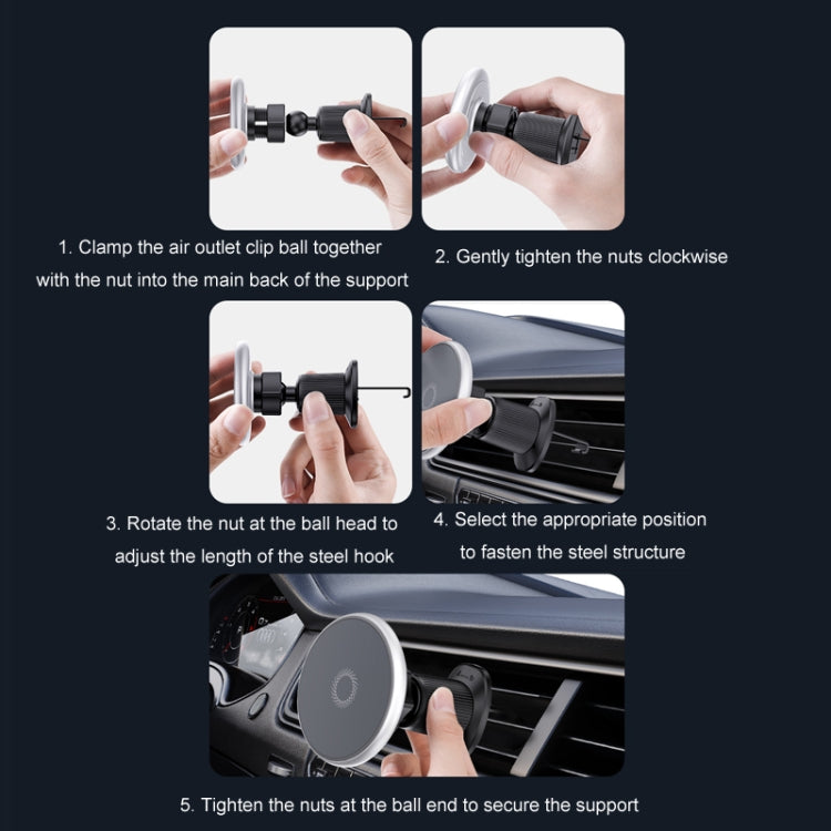 Car Wireless Magnetic Atmosphere Light Mobile Phone Holder(W17) - Wireless Charger Holders by buy2fix | Online Shopping UK | buy2fix