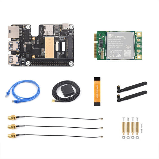 Waveshare For Raspberry Pi 5 PCIe to MiniPCIe / Gigabit Ethernet / USB 3.2 Gen1 HAT, Spec: SIM7600G-H - Raspberry Pi Accessories by Waveshare | Online Shopping UK | buy2fix