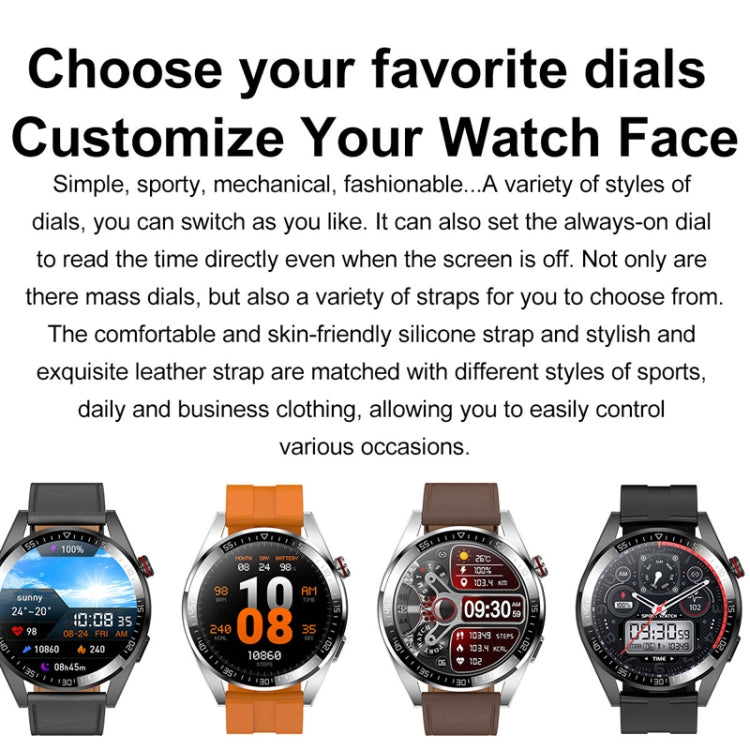 1.43 inch AMOLED Screen Smartwatch Heart Rate Blood Pressure Monitoring Bluetooth Talking Sports Watch, Color: Black Silicone Strap - Smart Watches by buy2fix | Online Shopping UK | buy2fix