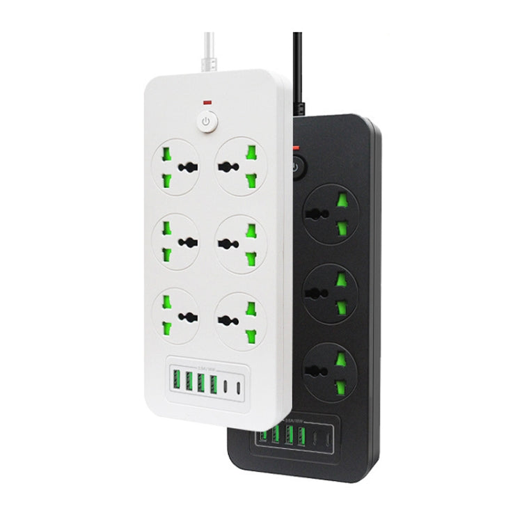 Thunderproof Overload Protection 4USB+2PD+6 Holes Socket, Color: White EU Plug - Extension Socket by buy2fix | Online Shopping UK | buy2fix