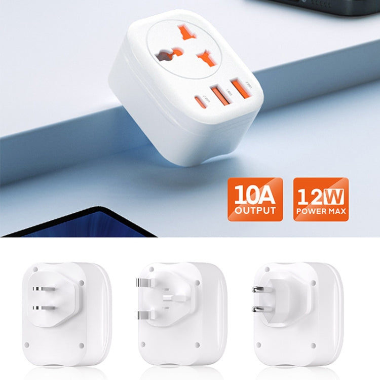 Universal Converter Plug 2USB+Type-C Smart Converter Socket UK Plug(White) - Plug Adaptor by buy2fix | Online Shopping UK | buy2fix