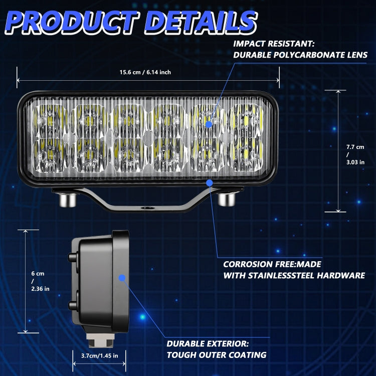 14W 9-30V 6 Inch Long Waterproof Car Work Headlight With Wire Set(X1) - Work Lights by buy2fix | Online Shopping UK | buy2fix