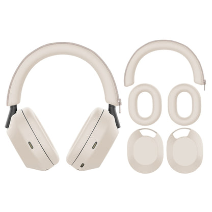 For Sony WH-1000XM5 Bluetooth Headset + Headband + Earmuff Protective Cover(3-in-1 Beige) - Earmuff & Pad by buy2fix | Online Shopping UK | buy2fix