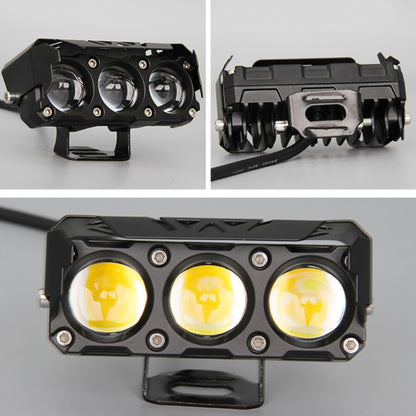 35W Motorcycle Spotlight Dual Color LED Headlight Triple Eye Waterproof Headlight, Model: Straight Bright-Near White+Far White (3 Wires) - Headlights by buy2fix | Online Shopping UK | buy2fix