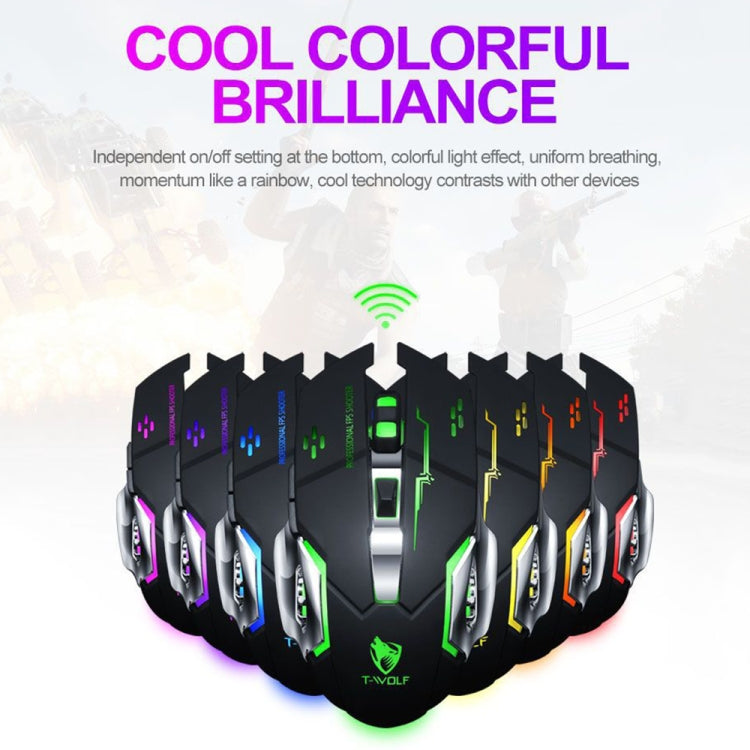 T-WOLF Q13 2.4GHz 6-keys RGB Colorful Light Gaming Wireless Mouse, Color: Dual Mode White - Wireless Mice by T-WOLF | Online Shopping UK | buy2fix