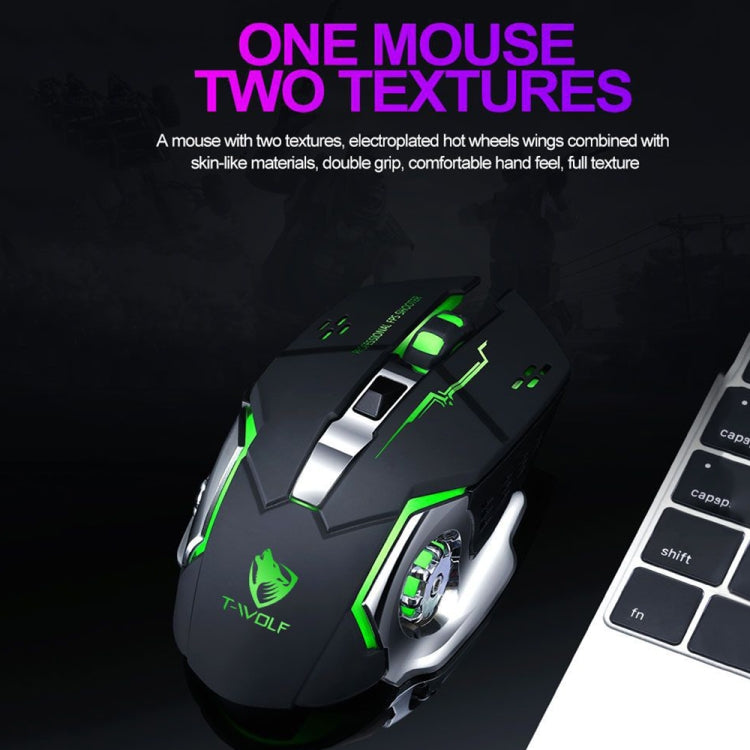 T-WOLF Q13 2.4GHz 6-keys RGB Colorful Light Gaming Wireless Mouse, Color: Single Mode Star Black - Wireless Mice by T-WOLF | Online Shopping UK | buy2fix