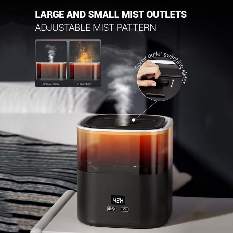 JSQ-58 1.1L large Capacity Digital Display Flame Atomization Humidifier, Color: Matt Black(UK Plug) - Air Purifiers & Accessories by buy2fix | Online Shopping UK | buy2fix