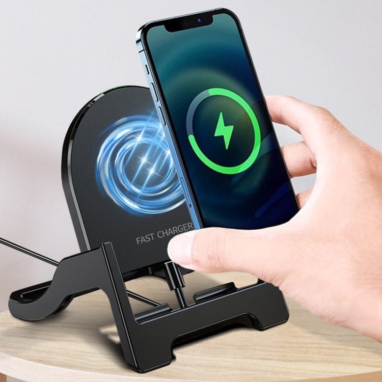 15W Desktop Vertical Cell Phone Wireless Charging Stand(Black) - Wireless Charger Holders by buy2fix | Online Shopping UK | buy2fix