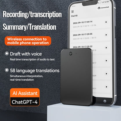 8GB AI Voice Recorder App Control Supports 58 Languages Simultaneous Interpretation / Transcribe & Summarize(Deep Gray) - Other Style by buy2fix | Online Shopping UK | buy2fix