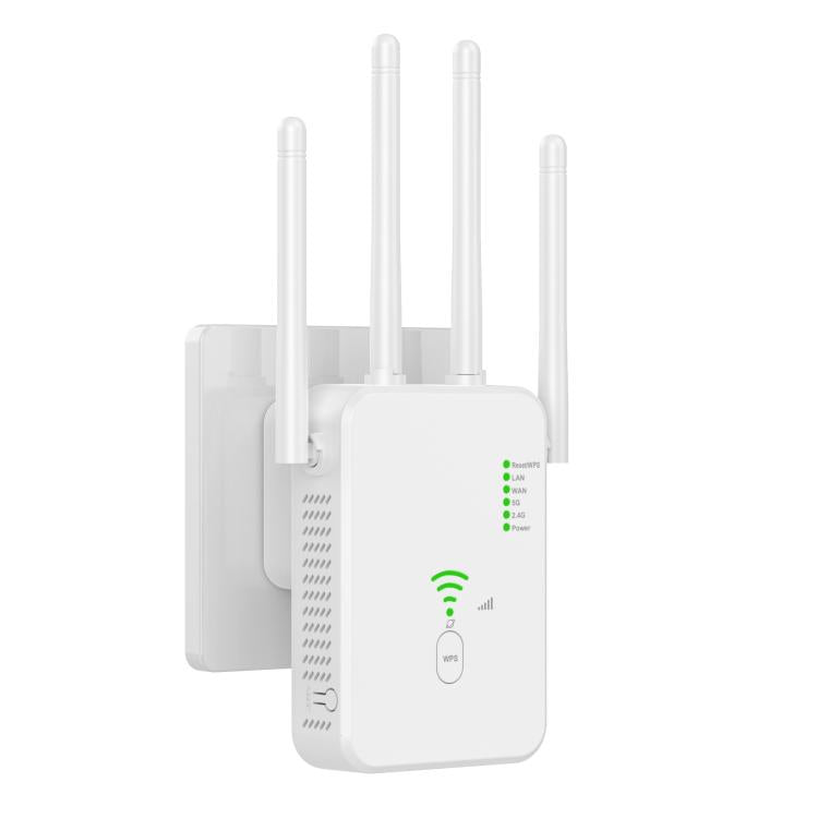 Urant U10 300Mbps 2.4G Wireless Repeater WiFi Signal Amplifier With 4 Antennas US Plug White - Broadband Amplifiers by Urant | Online Shopping UK | buy2fix