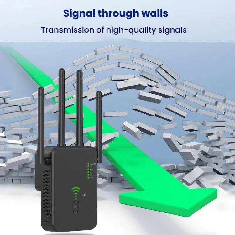 Urant U10 300Mbps 2.4G Wireless Repeater WiFi Signal Amplifier With 4 Antennas UK Plug Black - Broadband Amplifiers by Urant | Online Shopping UK | buy2fix