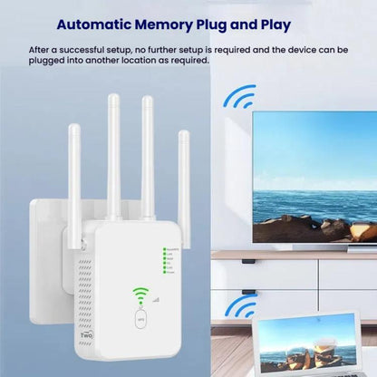 Urant U10 300Mbps 2.4G Wireless Repeater WiFi Signal Amplifier With 4 Antennas US Plug White - Broadband Amplifiers by Urant | Online Shopping UK | buy2fix