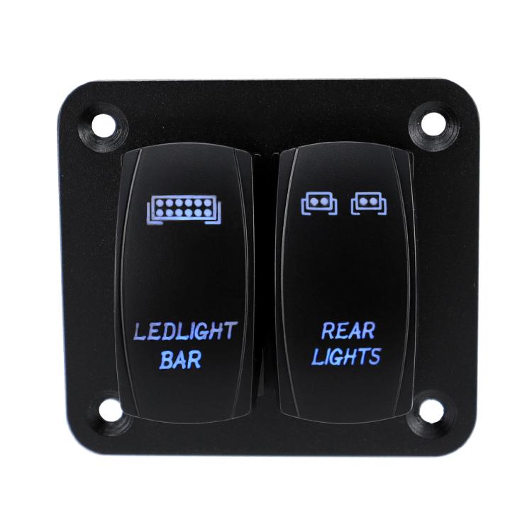 Blue Light Laser Engraved Panel Combination Switch For Car Boat, Specifications: 2-digit Panel - Car Switches by buy2fix | Online Shopping UK | buy2fix