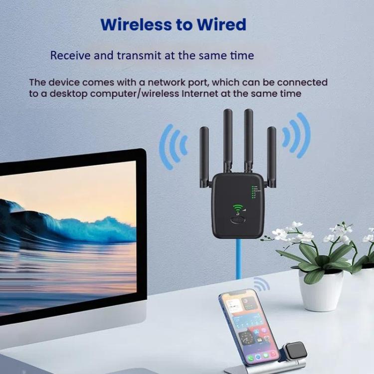 Urant U11 300Mbps 2.4G Wireless Repeater WiFi Signal Amplifier Support WPS Quick Setting UK Plug Black - Broadband Amplifiers by Urant | Online Shopping UK | buy2fix