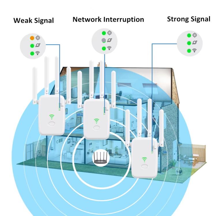 Urant U11 1200Mbps 2.4G&5.8G Wireless Repeater WiFi Signal Amplifier Support WPS Quick Setting US Plug White - Broadband Amplifiers by Urant | Online Shopping UK | buy2fix