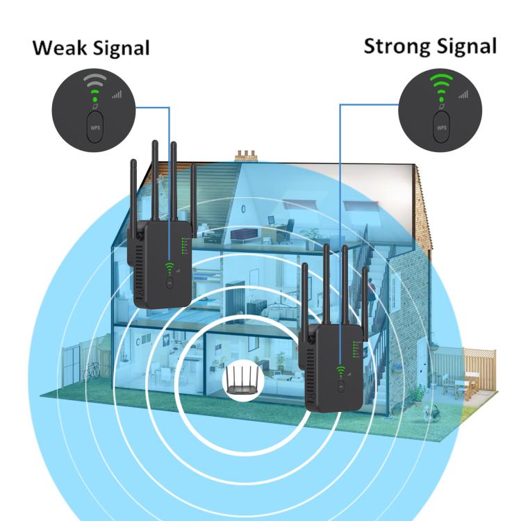 Urant U10 1200Mbps 2.4G & 5.8G Wireless Repeater WiFi Signal Amplifier With 4 Antenna UK Plug White - Broadband Amplifiers by Urant | Online Shopping UK | buy2fix