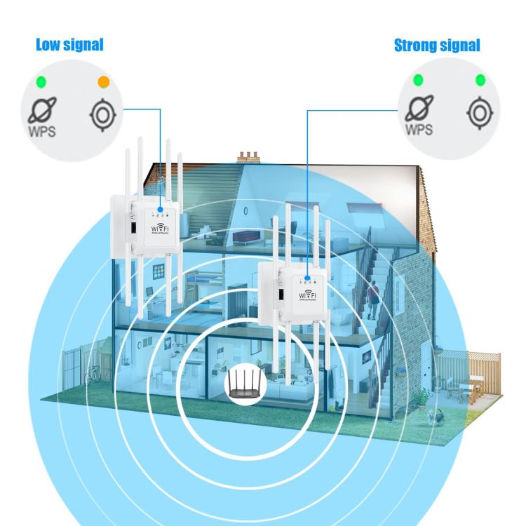 U18 1200Mbps 2.4G & 5G  Wireless Repeater WiFi Signal Amplifier With 8 Antenna US Plug Black - Broadband Amplifiers by buy2fix | Online Shopping UK | buy2fix