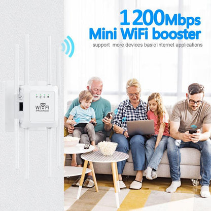 U18 1200Mbps 2.4G & 5G  Wireless Repeater WiFi Signal Amplifier With 8 Antenna US Plug Black - Broadband Amplifiers by buy2fix | Online Shopping UK | buy2fix