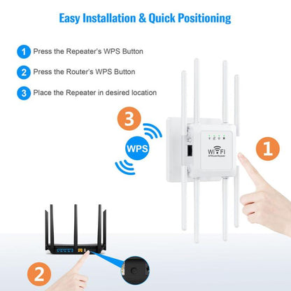 U18 300Mbps 2.4G Wireless Repeater WiFi Signal Amplifier With 8 Antennas EU Plug Black - Broadband Amplifiers by buy2fix | Online Shopping UK | buy2fix