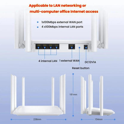 Urant 1200Mbps Wireless Router Supports AP Broadband Dial-up With 6x5dB Antenna US Plug - Wireless Routers by Urant | Online Shopping UK | buy2fix