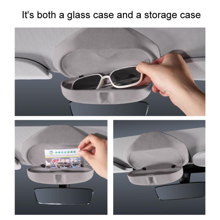 For Tesla Suede Leather Glasses Storage Box, Model: 2024 Model 3 Beige - Sunglasses & Glasses Clips by buy2fix | Online Shopping UK | buy2fix