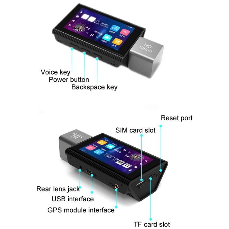 International Version AI Operation 4G Night Vision Remote Monitoring Driving Recorder(Front + Rear) - Car DVRs by buy2fix | Online Shopping UK | buy2fix