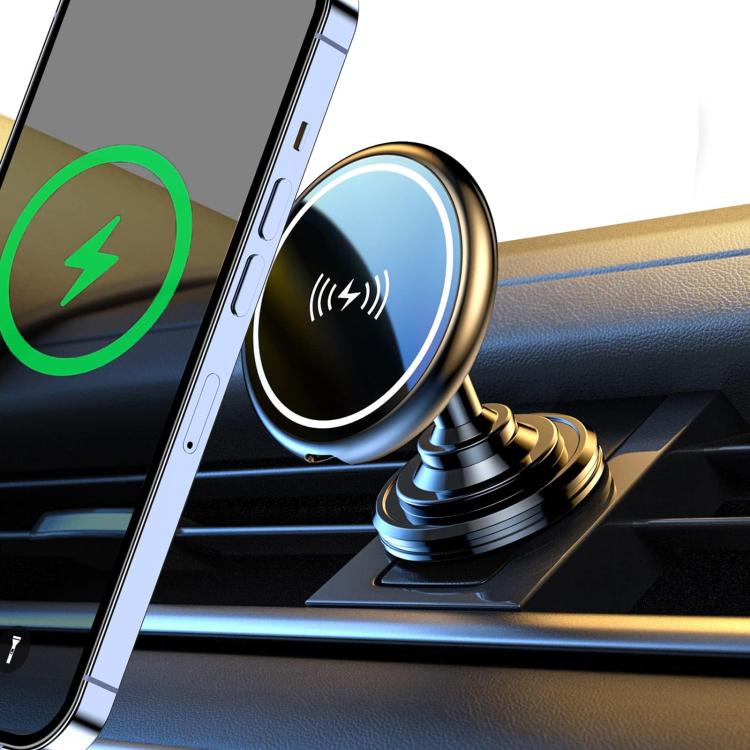 15W Car Magnetic Wireless Charging Phone Holder Alloy Base, Spec: Air Outlet Black - Wireless Charger Holders by buy2fix | Online Shopping UK | buy2fix