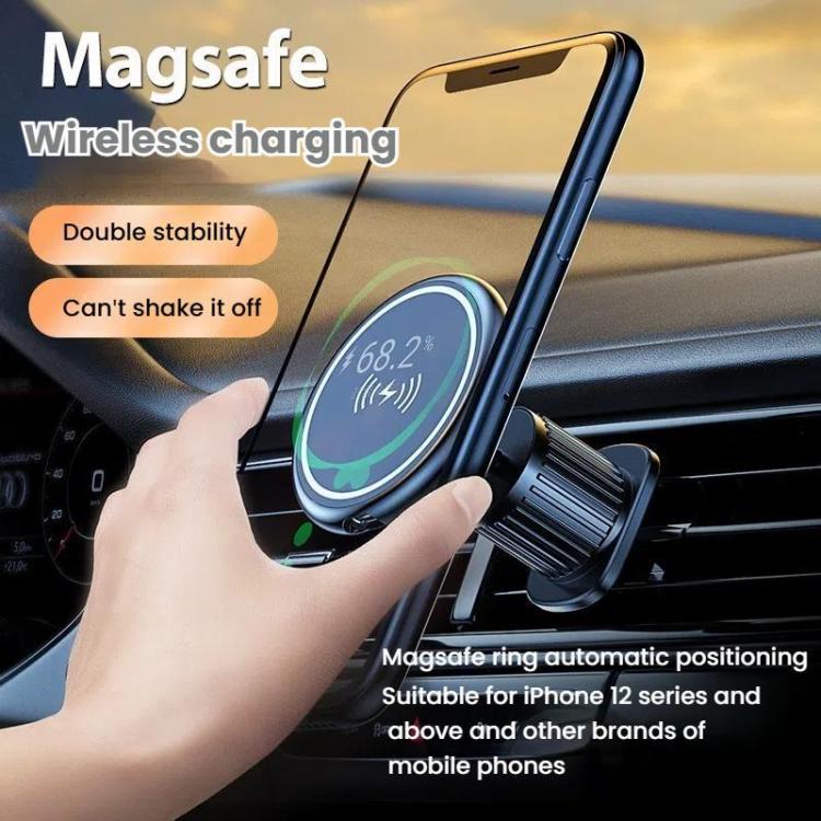 15W Car Magnetic Wireless Charging Phone Holder Alloy Base, Spec: Air Outlet Silver - Wireless Charger Holders by buy2fix | Online Shopping UK | buy2fix