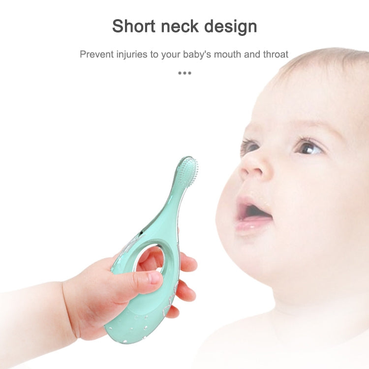 2-in-1 Baby Silicone Toothbrush Creative Baby Soft Hair Short Handle Short Neck Protector(Green) - Baby Care by buy2fix | Online Shopping UK | buy2fix