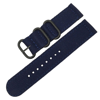 Washable Nylon Canvas Watchband, Band Width:22mm(Dark Blue with Black Ring Buckle) - Watch Accessories & Parts by buy2fix | Online Shopping UK | buy2fix