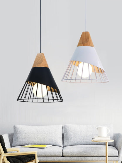 E27 Modern Lighting Iron Solid Wood Pendant Light Hanging Lamp (Black) - Celling Lights & Chandeliers by YWXLight | Online Shopping UK | buy2fix