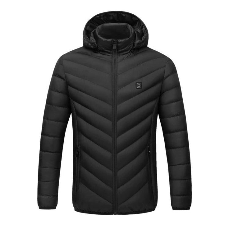 USB Heated Smart Constant Temperature Hooded Warm Coat for Men and Women (Color:Black Size:XXL) - Down Jackets by buy2fix | Online Shopping UK | buy2fix