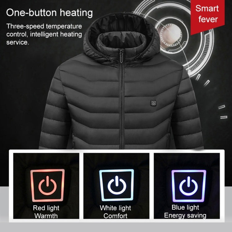 USB Heated Smart Constant Temperature Hooded Warm Coat for Men and Women (Color:Black Size:S) - Down Jackets by buy2fix | Online Shopping UK | buy2fix