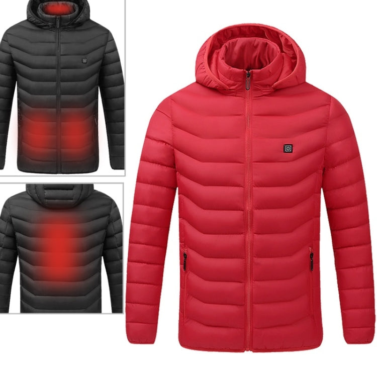 USB Heated Smart Constant Temperature Hooded Warm Coat for Men and Women (Color:Red Size:S) - Down Jackets by buy2fix | Online Shopping UK | buy2fix