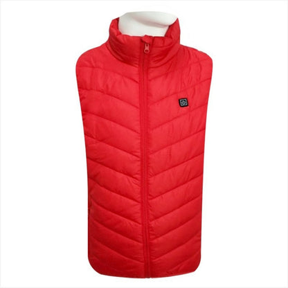 USB Security Smart Constant Temperature Fever Men Stand Collar Cotton Vest (Color:Red Size:XXXXL) - Down Jackets by buy2fix | Online Shopping UK | buy2fix