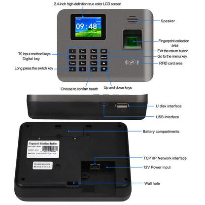 Realand AL321 Fingerprint Time Attendance with 2.4 inch Color Screen & ID Card Function - Attendance System by Realand | Online Shopping UK | buy2fix