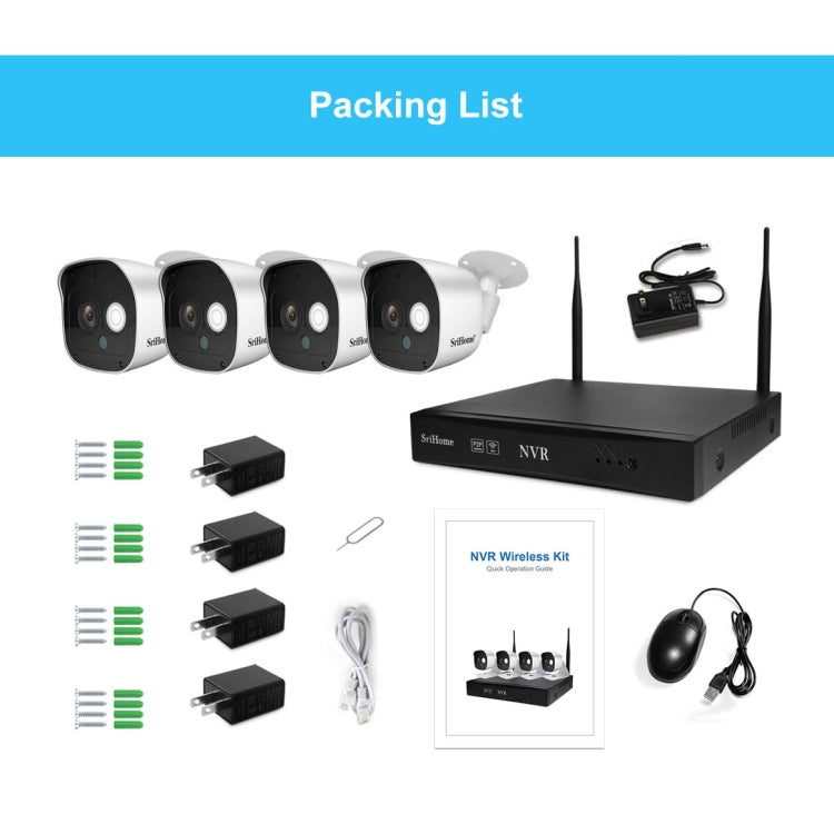 SriHome NVS001+IPC029 1080P 8-Channel NVR Kit Wireless Security Camera System, Support Humanoid Detection / Motion Detection / Night Vision, UK Plug - Video Recorder Kit by SriHome | Online Shopping UK | buy2fix