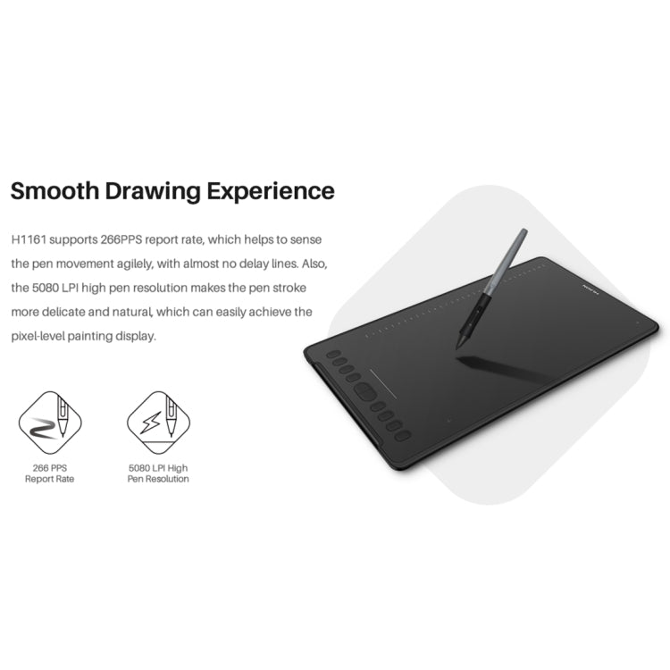 HUION H1161 5080 LPI Touch Strip Art Drawing Tablet for Fun, with Battery-free Pen & Pen Holder -  by HUION | Online Shopping UK | buy2fix