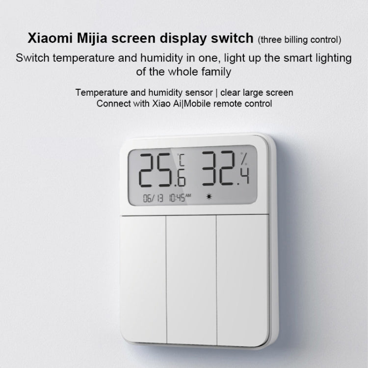 Original Xiaomi Mijia ZNKG03HL 3 Keys Smart Display Screen Lamps Wall Switch, Support Mobile Phone Remote Control - Smart Switch by Xiaomi | Online Shopping UK | buy2fix