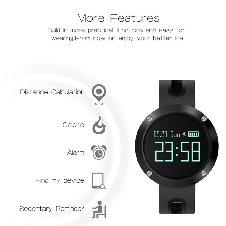 DOMINO DM58 0.95 Inch OLED Large Touch Screen Display Sport Smart Bracelet, IP68 Waterproof and Dustproof, Support Pedometer / Heart Rate Monitor / Blood Pressure Monitor / Notification Remind / Call  ... tor, Compatible with Android and iOS Phones(Black) - Smart Watches by DOMINO | Online Shopping UK | buy2fix