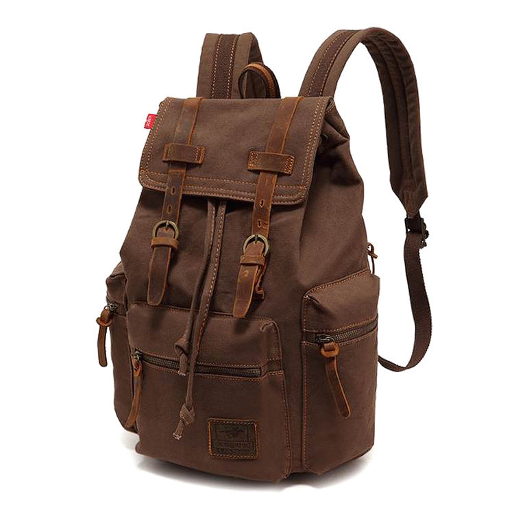 AUGUR 1039 Large Student Retro Canvas Backpack Shoulders Laptop Bag(Coffee) - Backpacks by AUGUR | Online Shopping UK | buy2fix