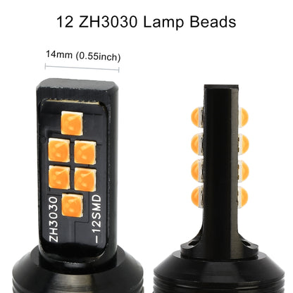 2 PCS 1156 DC9-16V / 3.5W Car Auto Turn Lights 12LEDs SMD-ZH3030 Lamps, with Constant Current(Yellow Light) - Arrow Turn Lights by buy2fix | Online Shopping UK | buy2fix