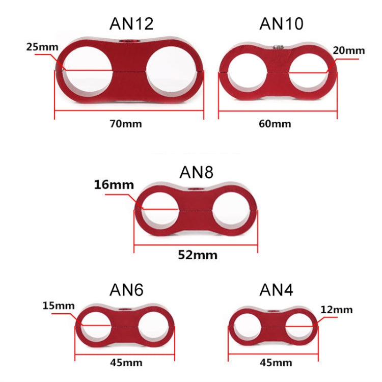 AN4 Automotive 2-hole High Pressure Tubing Fixing Clip Car Tubing Clamp Aluminum Alloy Clip Tubing Separator, Random Color Delivery - In Car by buy2fix | Online Shopping UK | buy2fix