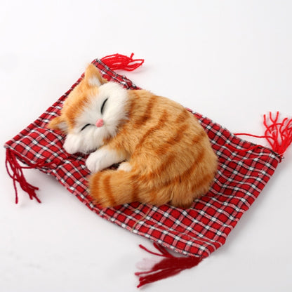 Lovely Simulation Animal Doll Plush Sleeping Cats Toy Cat Mat Doll Decorations Stuffed Toys Car Decoration Crafts, Mat Size: 19*13cm, Cat Size: 14*11cm - Ornaments by buy2fix | Online Shopping UK | buy2fix